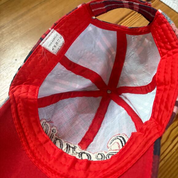 Georgia Bulldogs red black checkered embroidered lettering baseball hat - Picture 3 of 4